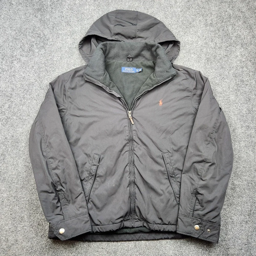 Polo‎ Ralph Lauren Jacket Mens XL Gray Hooded Fleece Lined Parka Insulated